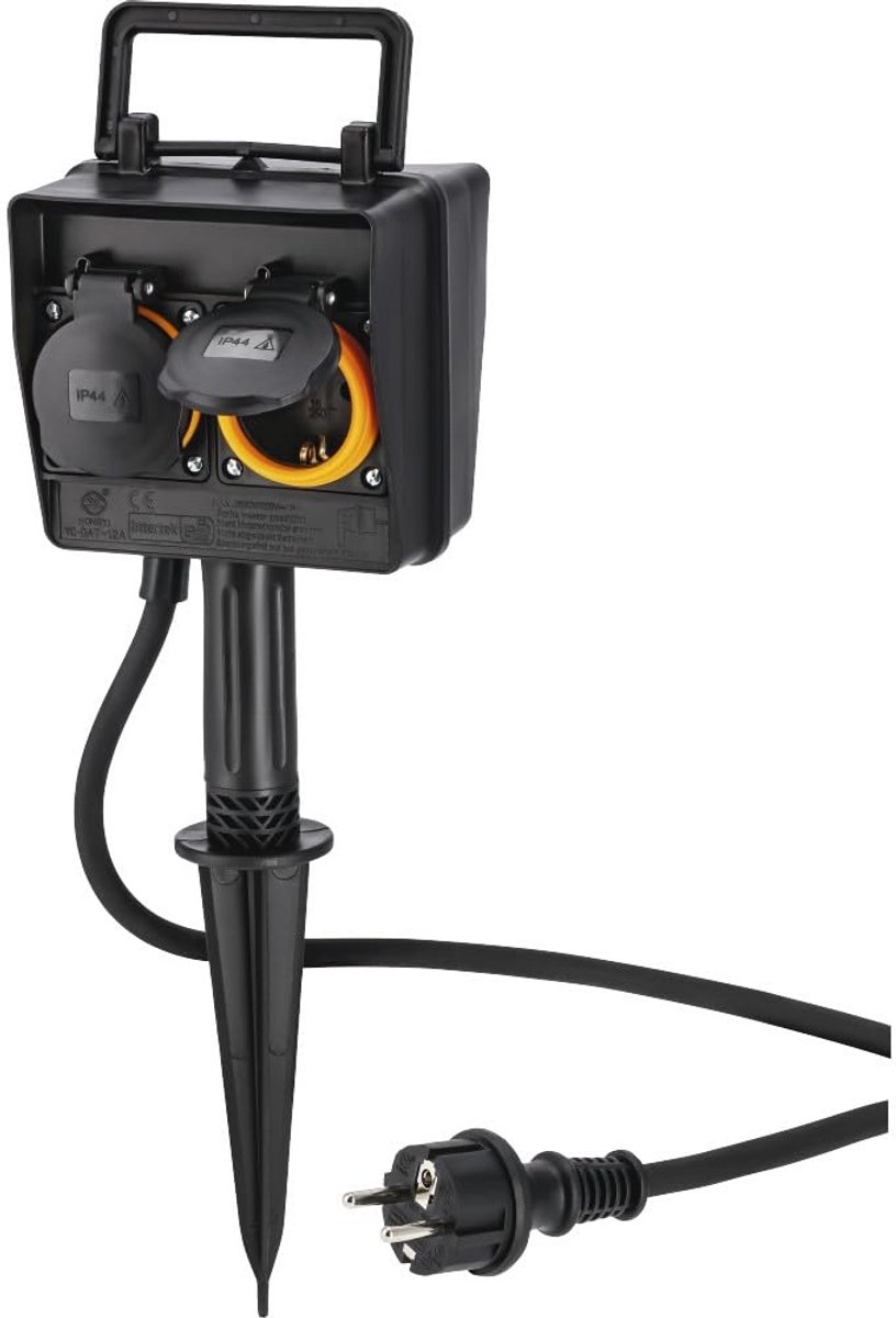 Waterdicht Buitenstopcontact met Timer en Grondpin - IP44 Tuincontactdoos