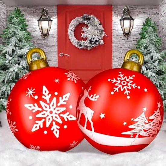 Opblaasbare kerstballen, 60 cm, grote kerstballen, opblaasbaar, 16