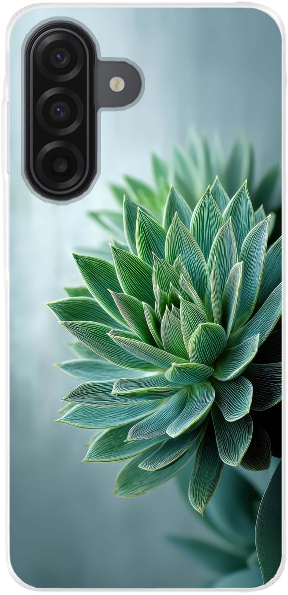 Telefoonhoesje Geschikt voor Samsung Galaxy A17 hoesje - Vetplant - Bladeren - Groen - Wazig - Siliconen Telefoonhoesje Telefoonhoesje