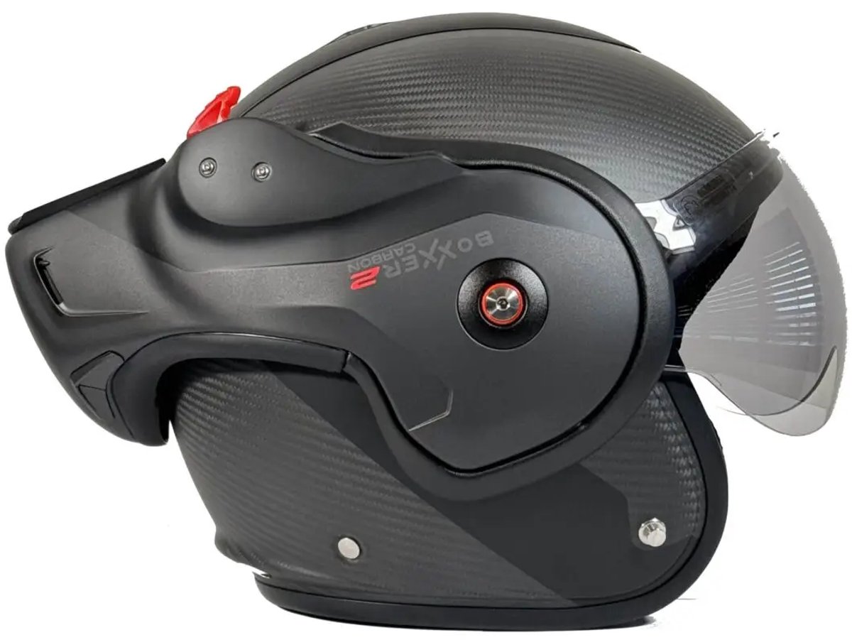 Roof RO9 Boxxer 2 Carbon Wonder Matt Black - Systeemhelm - Maat L - Boxer helm - Motorhelm - ECE 22-06 gekeurd