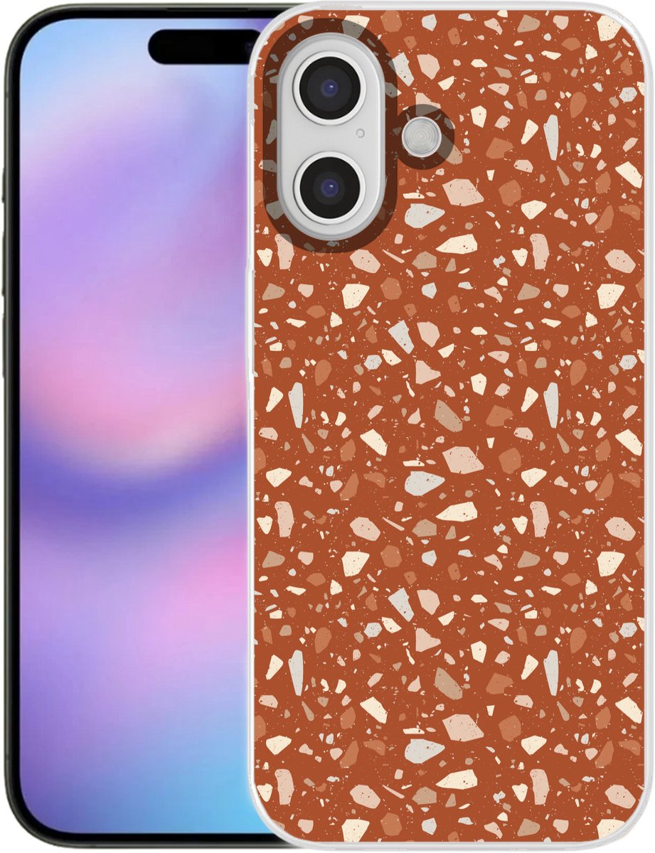 Telefoonhoesje Geschikt voor iPhone 17 hoesje - Terrazzo - Patroon - Klei - Siliconen Telefoonhoesje Telefoonhoesje