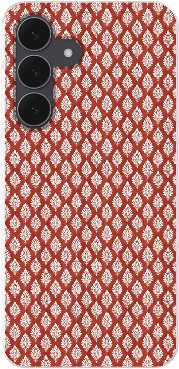 Telefoonhoesje Geschikt voor Samsung Galaxy S25 FE hoesje - Chic - Patroon - Rood - Wit - Siliconen Telefoonhoesje Telefoonhoesje