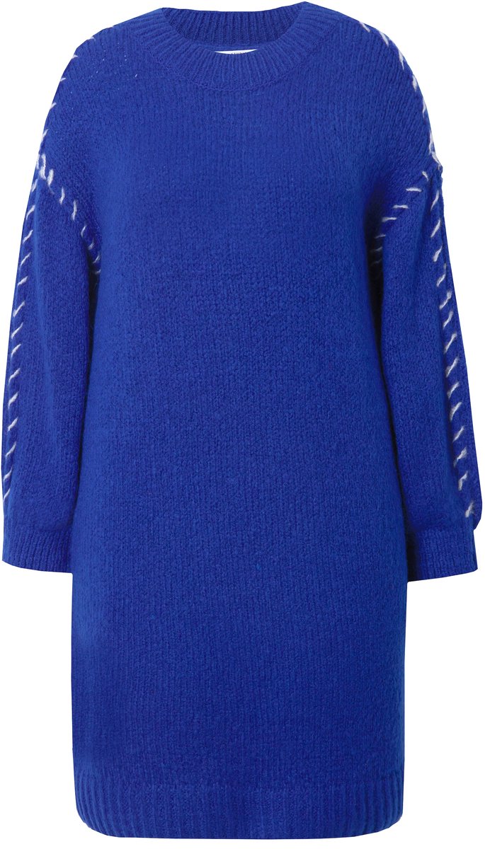 Studio Untold - Dames - Gebreide jurk oversized mooie naden - Kobaltblauw - Maat 46+