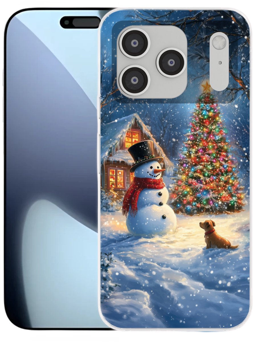 Telefoonhoesje Geschikt voor iPhone 17 Pro hoesje - Kerstwonder - Winteravond - Kleurrijk - Siliconen Telefoonhoesje Telefoonhoesje