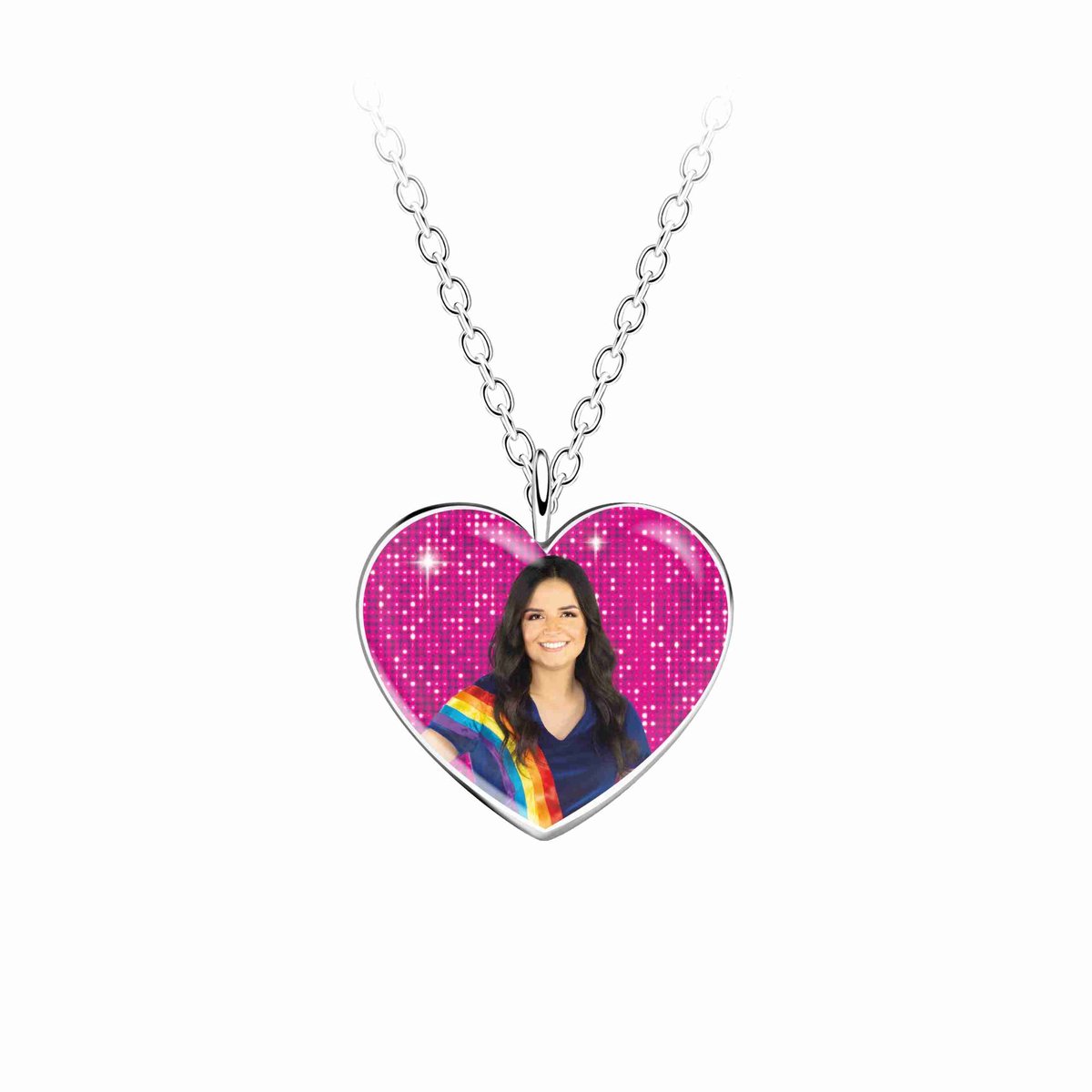 K3 - Zilveren ketting meisje - K3 collectie - roze glitterhart
