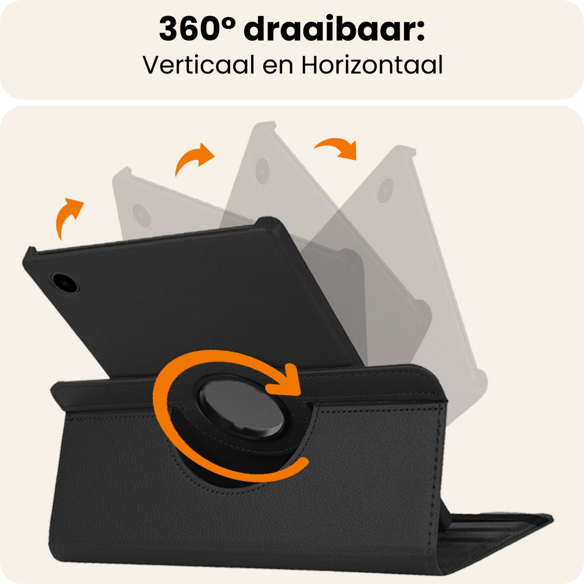 Hoesje - Geschikt voor Samsung Galaxy Tab A11 Plus - 360 Graden Draaibare Hard Cover Case - Tablet Hoes Draaibaar - Zwart — afbeelding 3