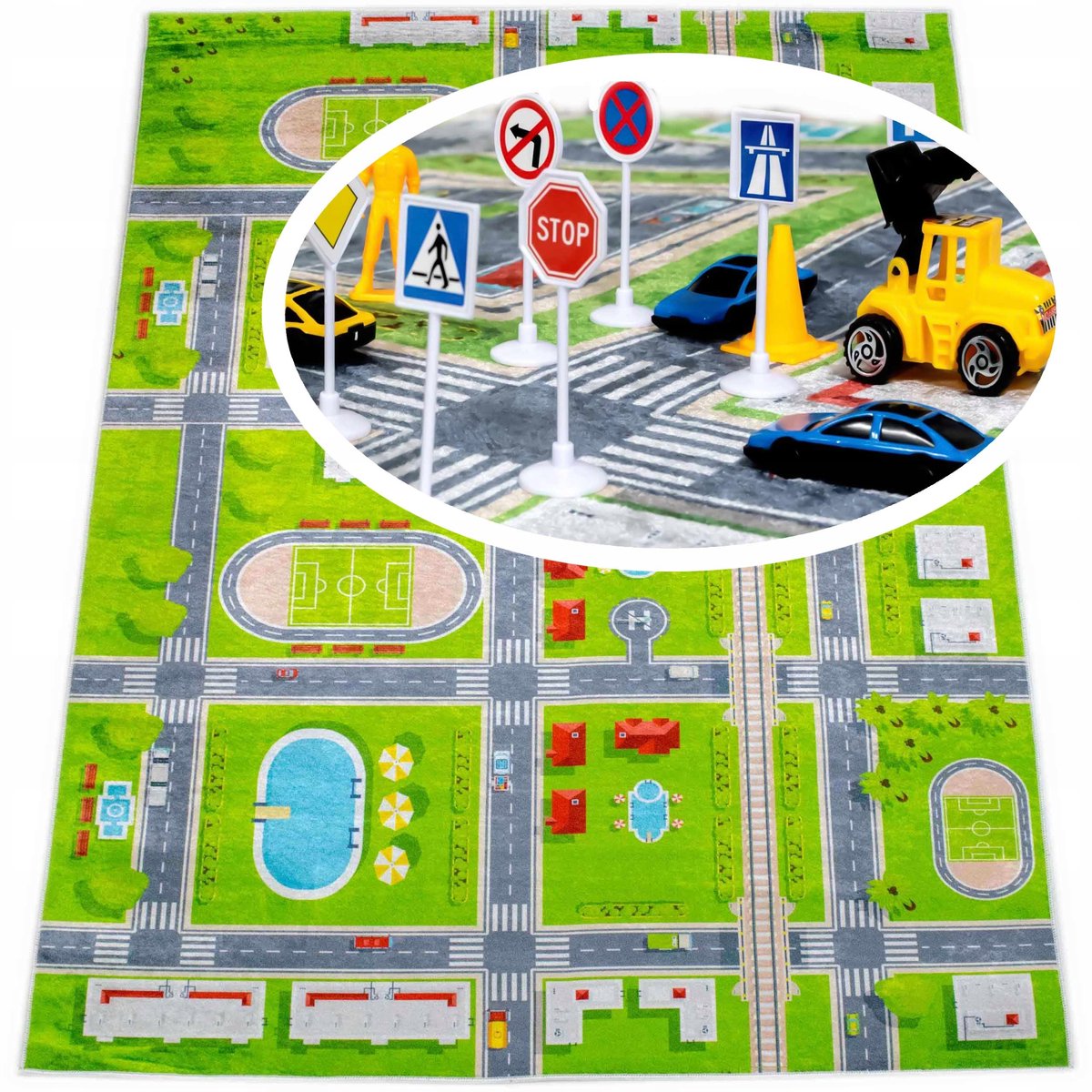Antislip Kinderkleed Stad Wegen 120x170 cm - Leerzaam en Speels