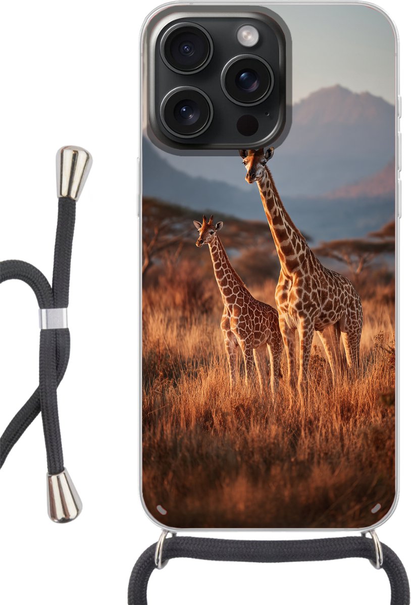 Giraffen - Hoog gras - Acaciabomen
