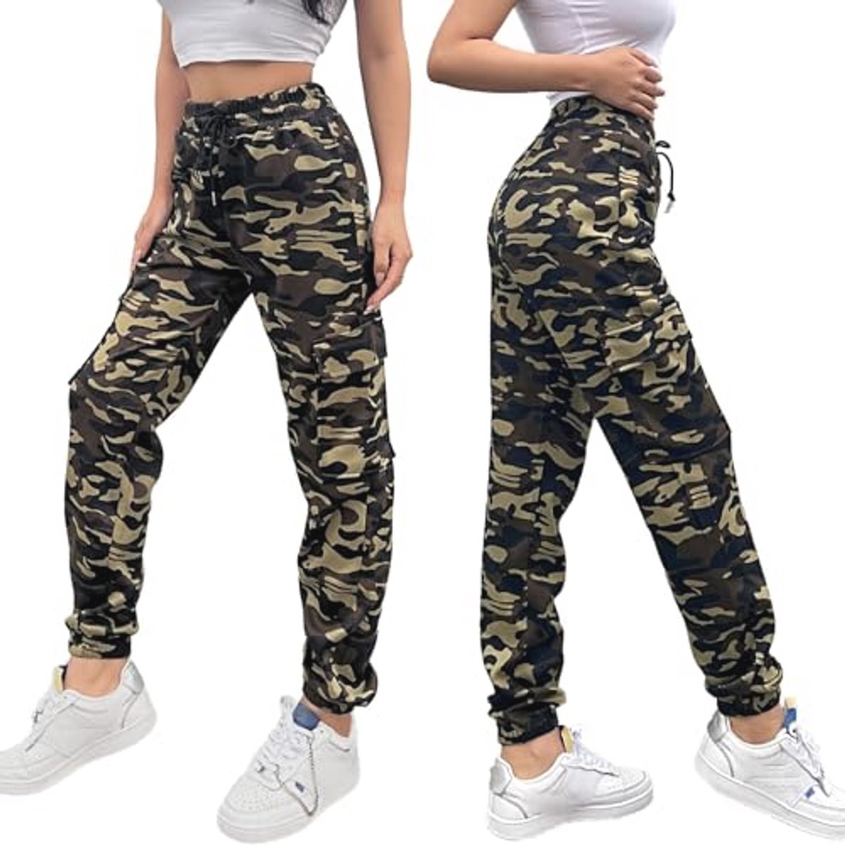 Joggingbroek met Cuffs en Zakjes - Camouflage Haremstijl voor Meisjes