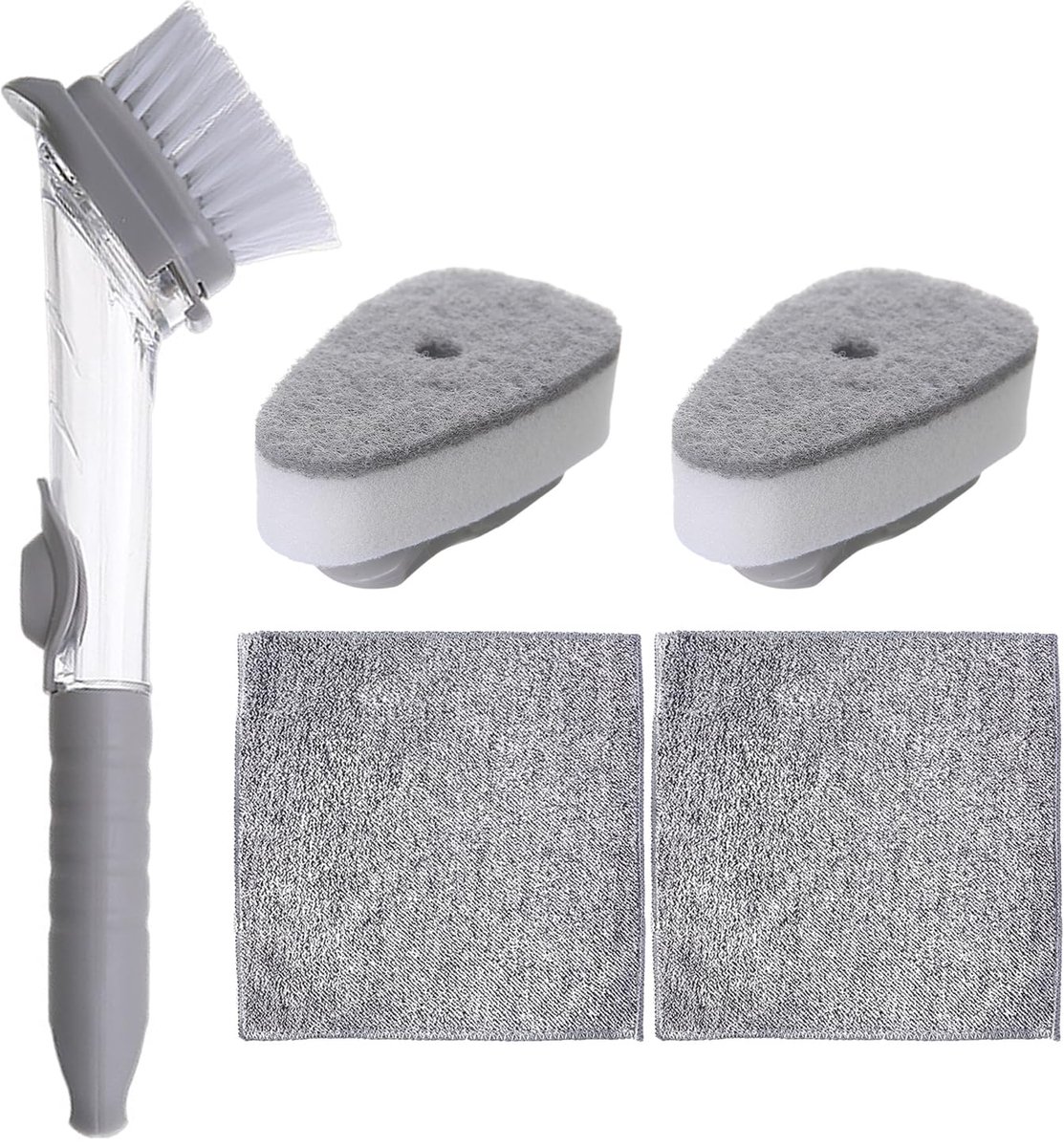 1 set reinigingsborstels, 2 doeken, reinigingsgereedschap, keukenbenodigdheden, afwasborstel, reinigingsborstel voor het handvat
