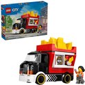 LEGO City snackbartruck en verpakking. Rode truck met gouden frietjes, naast een poppetje.
