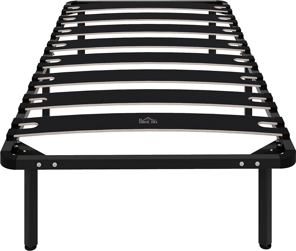 Homcom Bedframe - Populierenhout, Staal - 90x190x33cm - Zwart