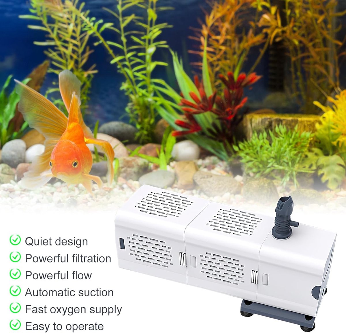 Sander Shop Binnenfilter voor aquarium, 60 liter, aquariumpomp met filter, aquariumfilter, pompen & filter voor aquaria, aquarium, pomp, 60 l, 60 l, garnalen filter thumbnail 6