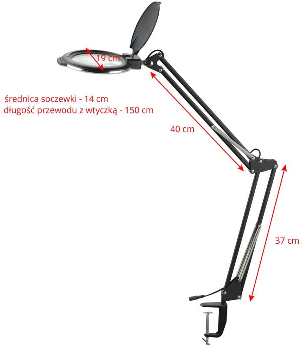 Loeplamp LED SMD 5D met Schroefklem voor Manicure, Pedicure & Wimpers – Professionele Tafel- en Aanrechtlamp – Glow Moonlight 8013 Zwart