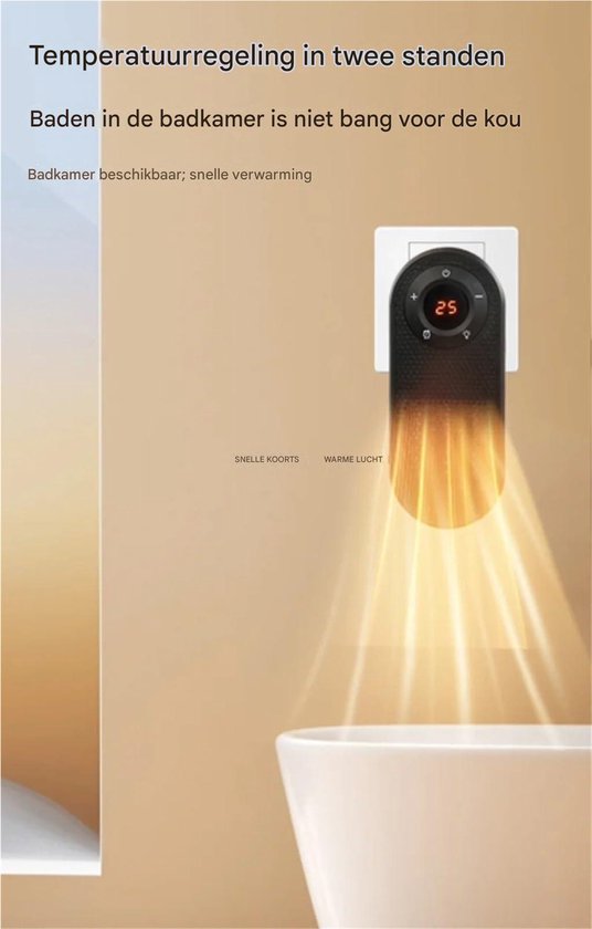 InnovaGoods - Portable Ceramic Heater, Rotary with 2 Speed, Energy Efficient PTC Element, 600-1200W, Oscillation, Thermal and Tilt Protection, Compact and Light, White/Black