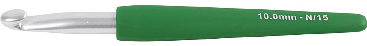 Haaknaalden, afm 10, L: 16 cm, afm 10 mm, groen, 1 stuk
