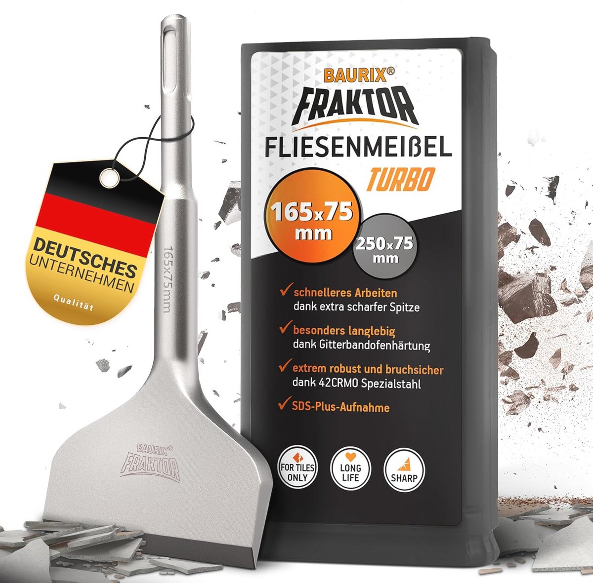 Tegelbeitel SDS Plus voor het Verwijderen van Tegels en Verklevingen - 165 x 75 mm - Duurzaam Staal