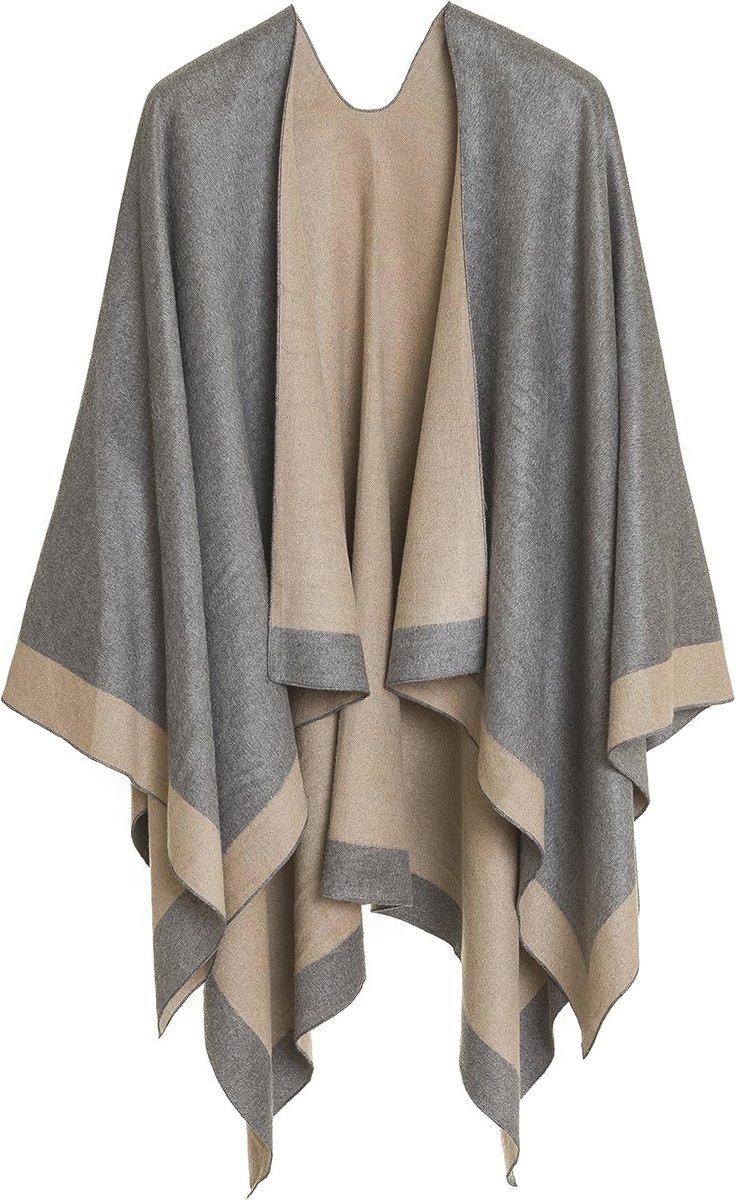 Elegante Cardigan Poncho Cape voor Dames - Lichtgrijs Beige