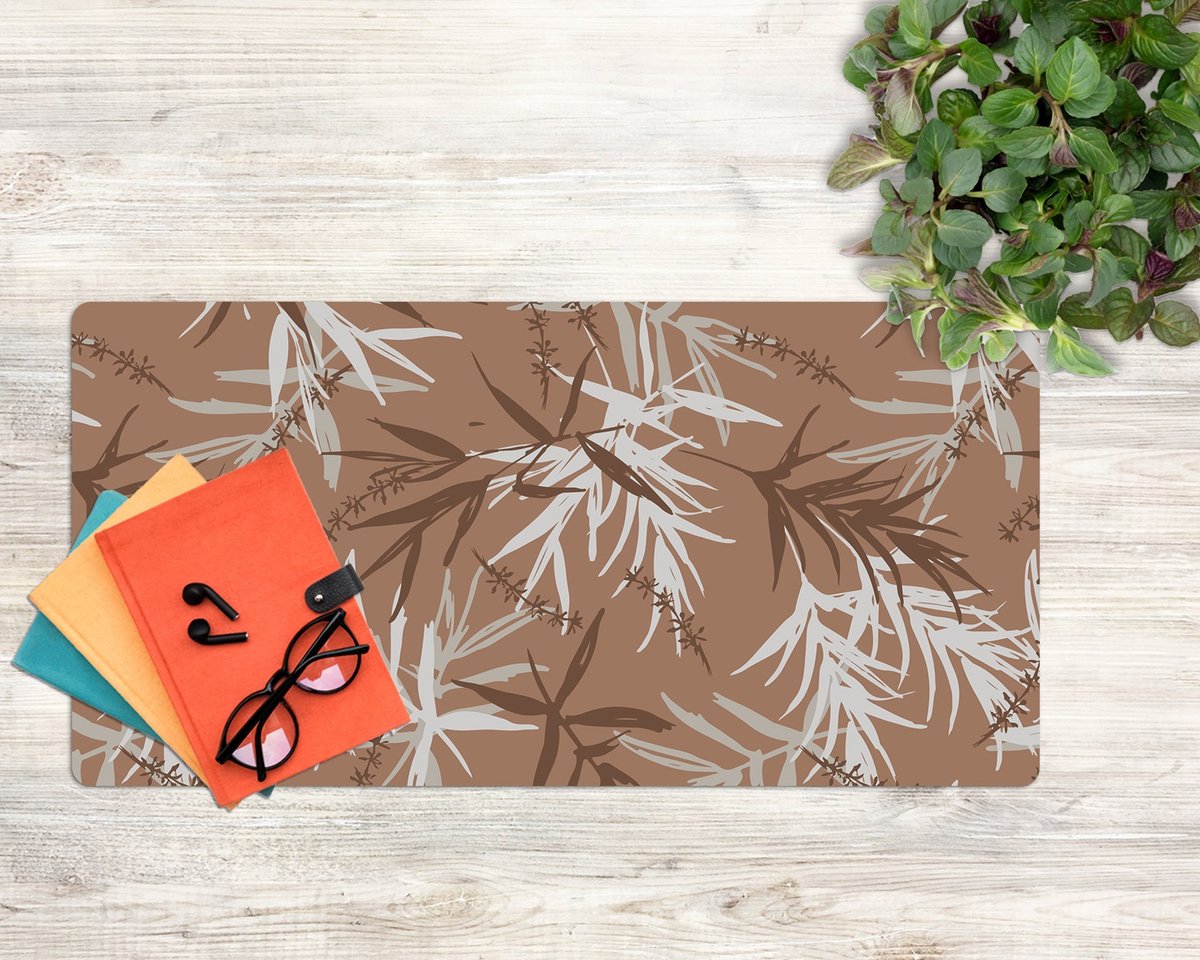 Coloray Bureau Onderlegger - Palmbomen Bureau Mat - 90 cm x 45 cm - Bruin Bureau Onderlegger - Bureaumat - Onderlegger Bureau - Bureau Onderlegger Groot - Bureau Onderlegger XXL