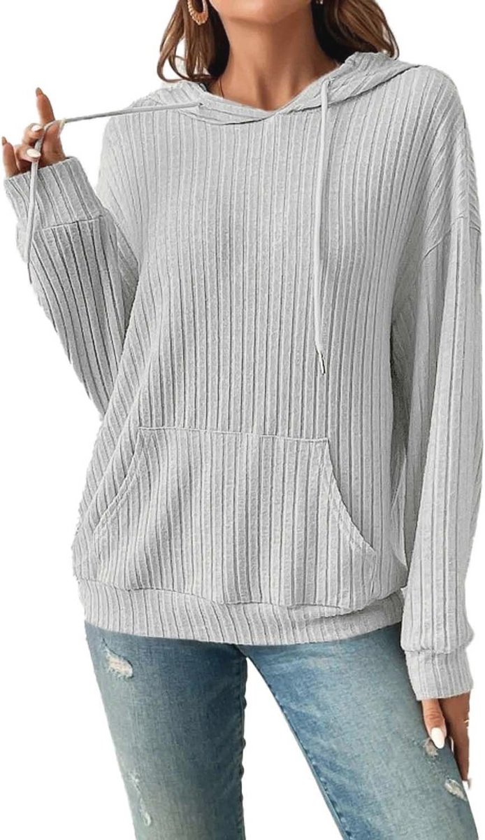 Warme Pluizige Hoodies voor Dames - Casual Gebreid Fleece Sweatshirt met Zakken