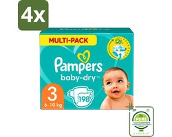 Pampers - Baby-Dry - Luiers - Maat 3 (6-10 kg) - 198 Luiers - Voordeelverpakking - 4 stuks - Babyluiers - Luiers maat 3