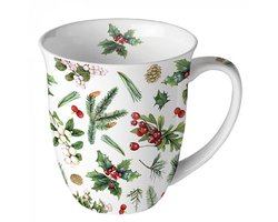 Ambiente Mok 400ml Winter greenery wit
