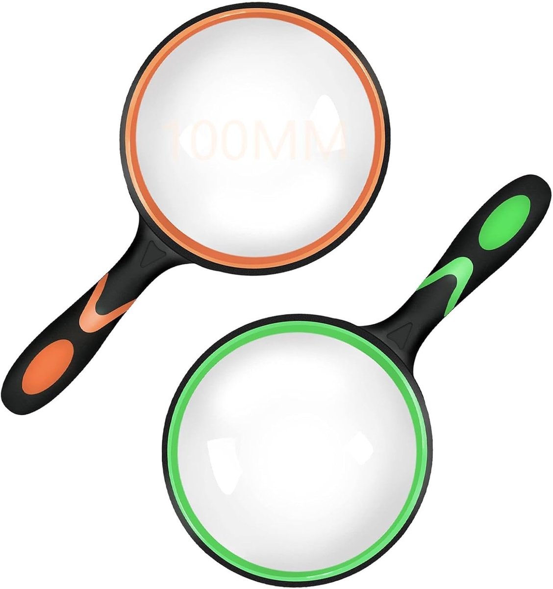 IMPERATORIS® 2x Vergrootglas - Handheld Vergrootglas voor Kinderen & Senioren -Lichtgewicht & Duurzaam – Educatief Speelgoed voor Natuurverkenning - Lezen & Hobby’s - 10x 100mm - Groen/Oranje