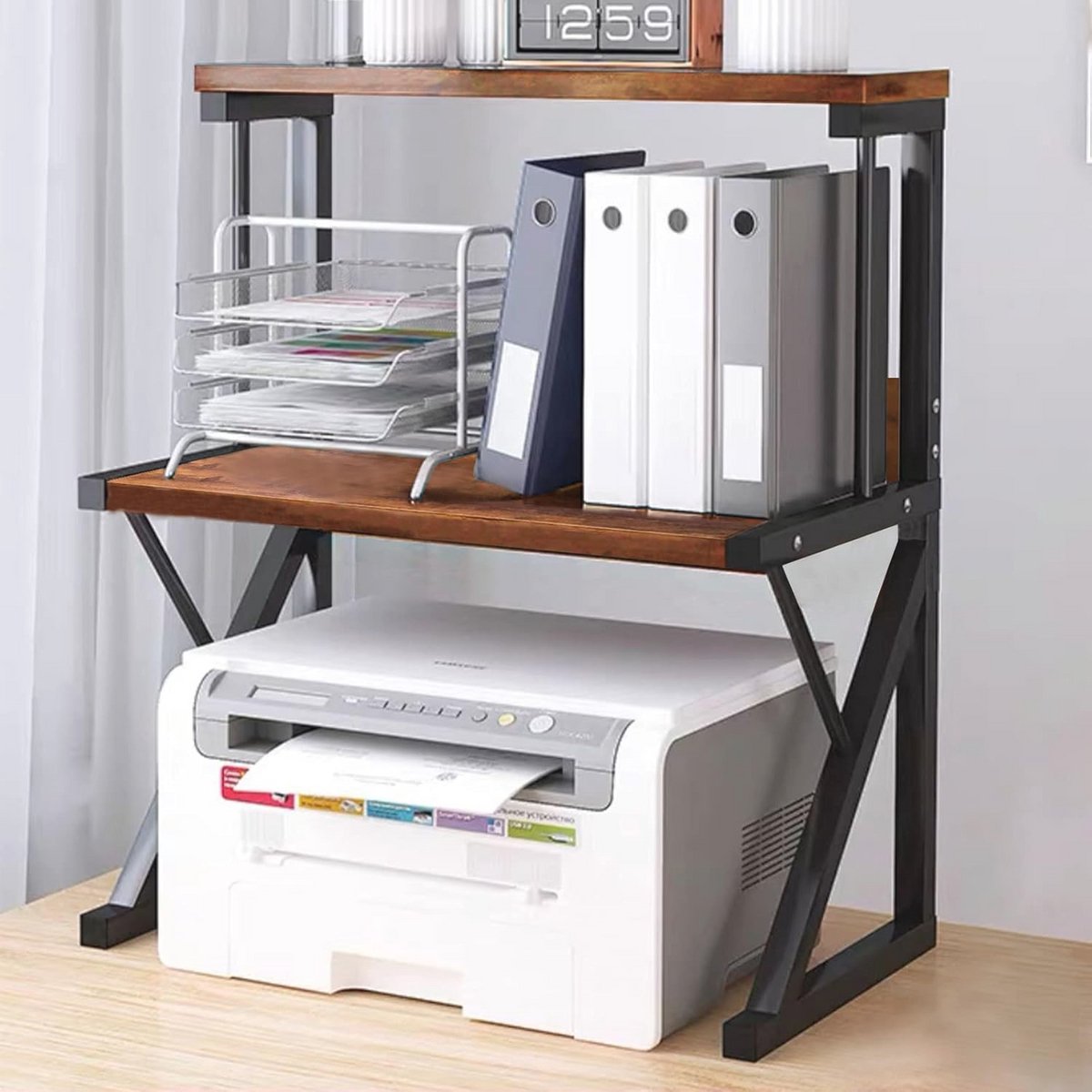 Printer Stand Organizer met 3 Lagen voor Desk - Hoge Capaciteit Planken voor Thuiswerk