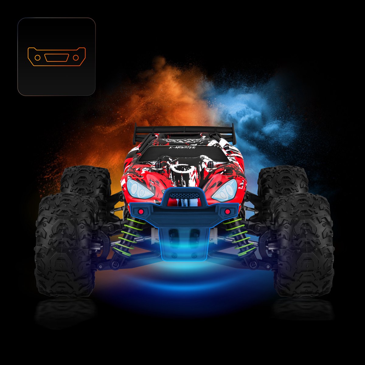 Overmax X-Monster 3.5 RC Auto – 4x4 – 1:18 Schaal – 30 km/h - Bereik 100 m – 2 Accu’s (40 min) – Extra Carrosserie – Offroad – TUV-gecertificeerd — afbeelding 18
