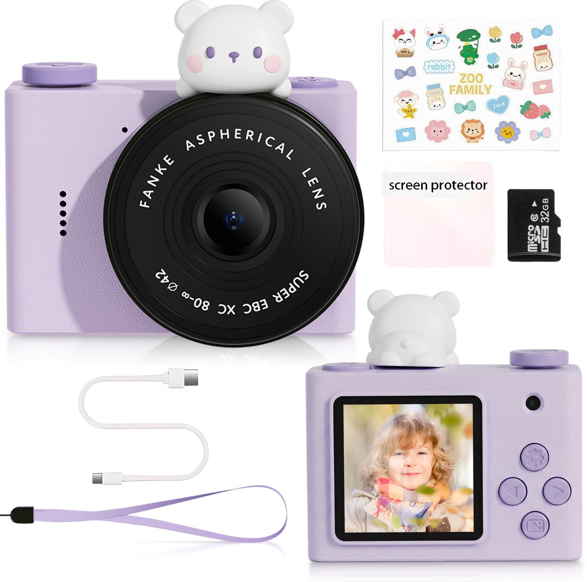 Snapling MINI Kindercamera - Ultra Compact Zakformaat - 1080P HD - Inclusief 32GB SD Kaart - Voor Kleine Handjes - Cadeau 3 t/m 8 jaar