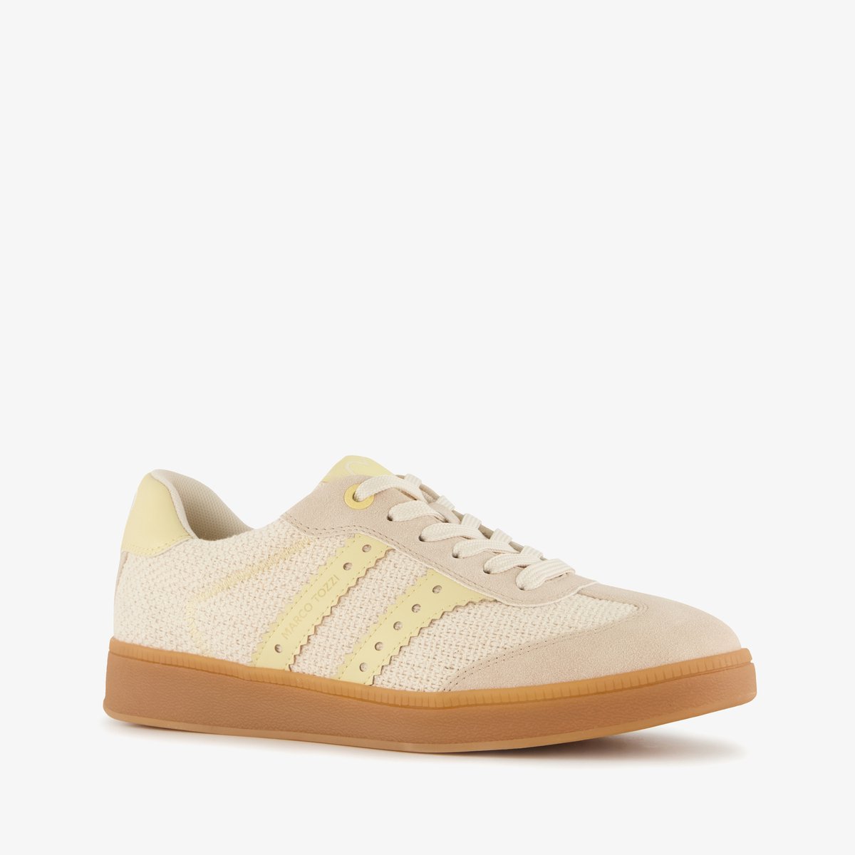 Marco Tozzi dames sneakers beige geel - Maat 37 - Uitneembare zool