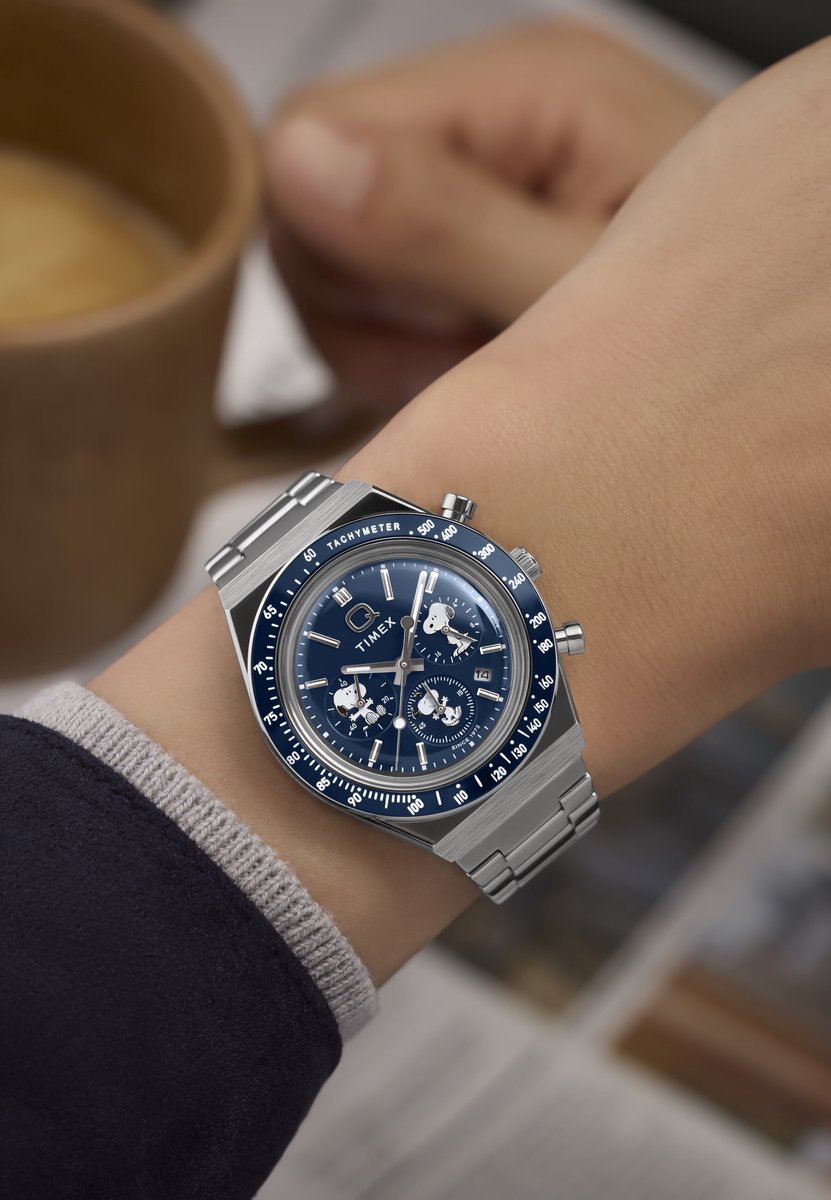 Timex Timex X Peanuts® Q Timex® Chronograph Quartz Chronograaf Horloge Zilverkleurig Kast: 100% Roestvrij Staal | Armband 100% Roestvrij Staal 40 mm TW2Y45300AJ