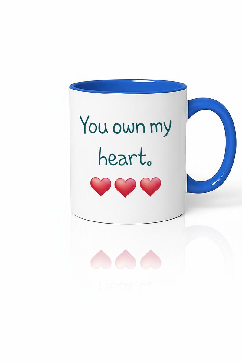 Mok 'You Own My Heart' met Drie Rode Harten - Romantisch Liefdescadeau