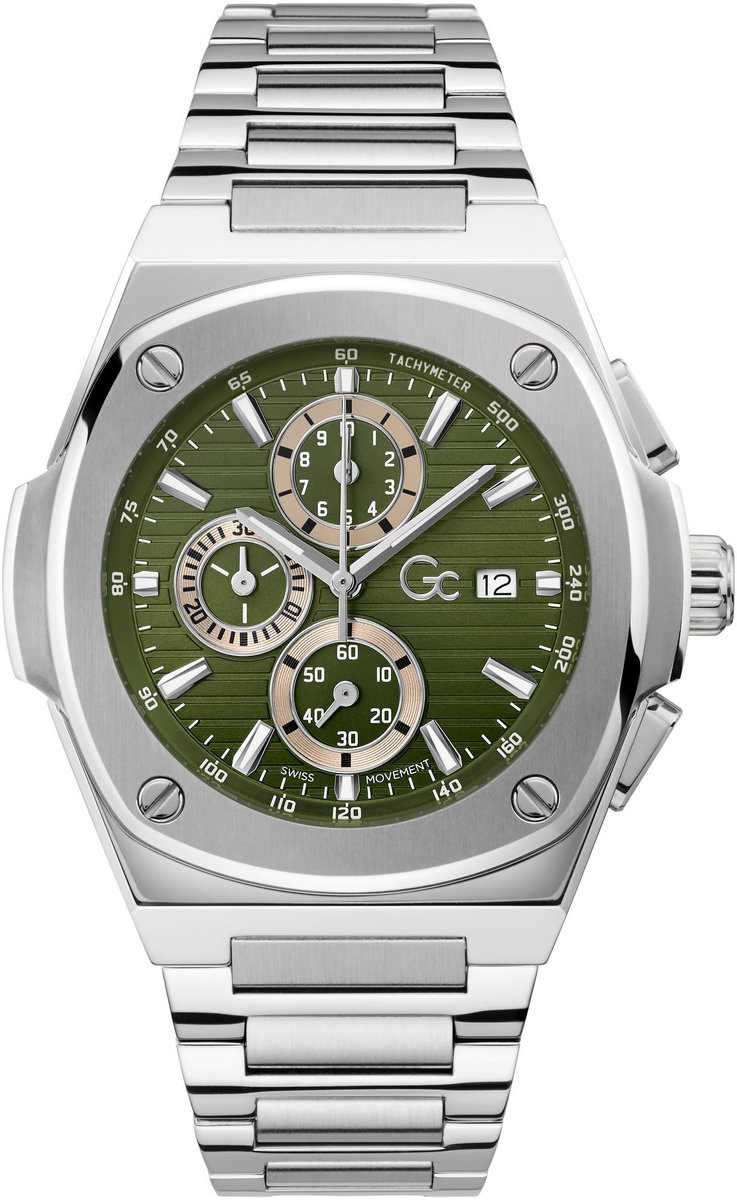 Gc Gc Coussin Shape Quartz Chronograaf Horloge Zilver Kast: 100% Roestvrij Staal | Bracelet 100% Roestvrij Staal 44 mm Y99024G9