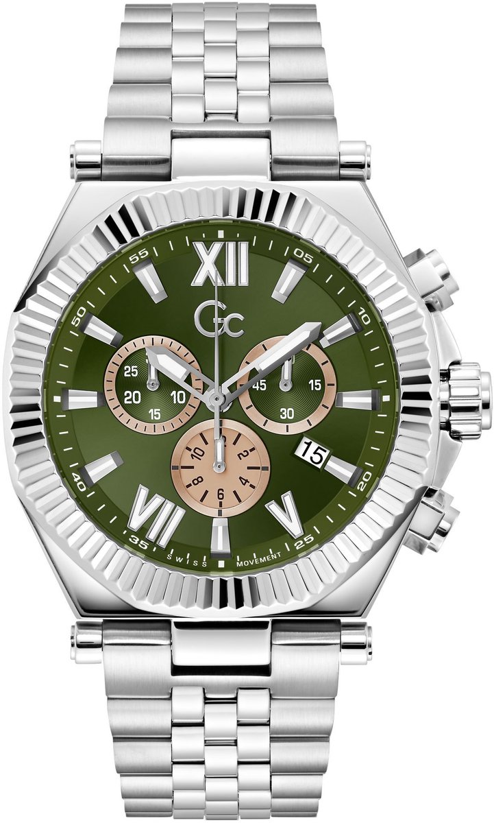 Gc Atlas Quartz Chronograaf Horloge Zilver En Groen Kast: 100% Roestvrij Staal | Bracelet 100% Roestvrij Staal 44 mm Z66001G2, Z66002G7, Z66003G9, Z66004G9