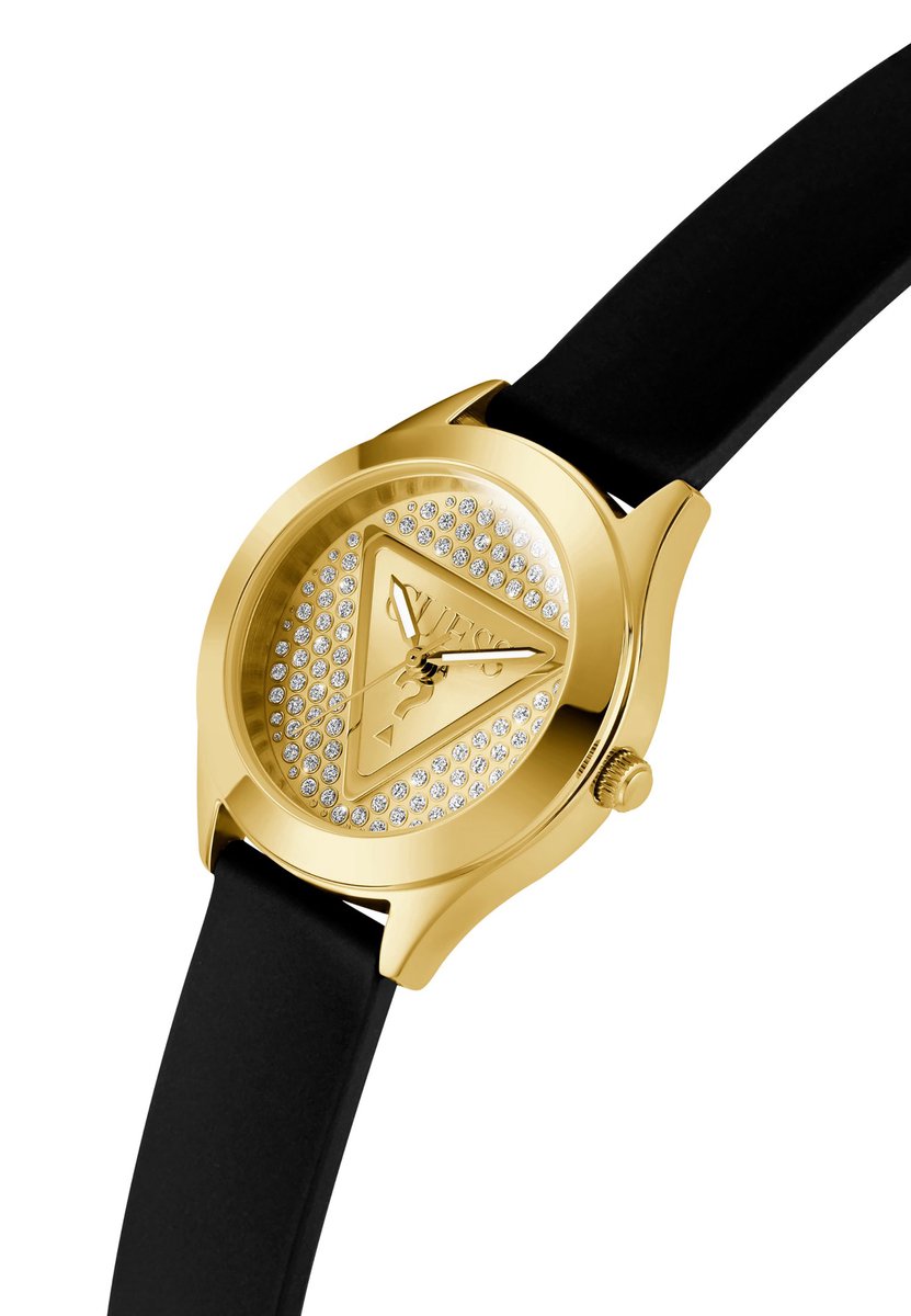 Guess Glitz Plaque Quartz Analog Gold-Tone Case: 100% Recycled Steel | Armband: 100% Silicone 34 mm GW0745L5