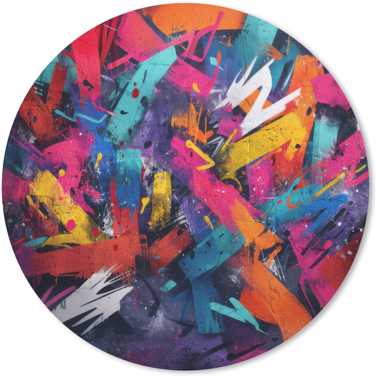 Muismat rond 30x30 cm - Mousepad Abstract - Explosie - Neonkleuren - Ronde muismatten