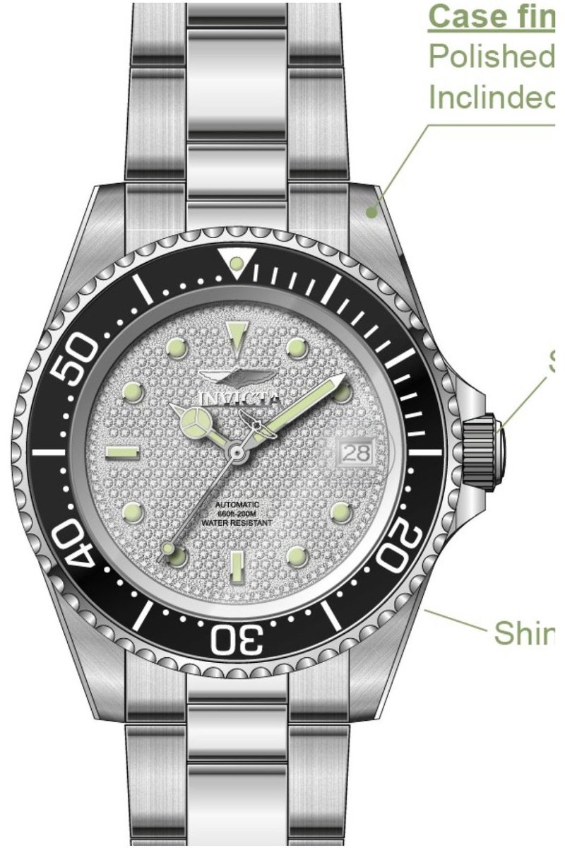 Invicta Pro Diver 50278 Heren Horloge - Waterdicht - Analoog - Automatisch Uurwerk - Roestvrij Staal met zilveren Wijzerplaat - 40mm