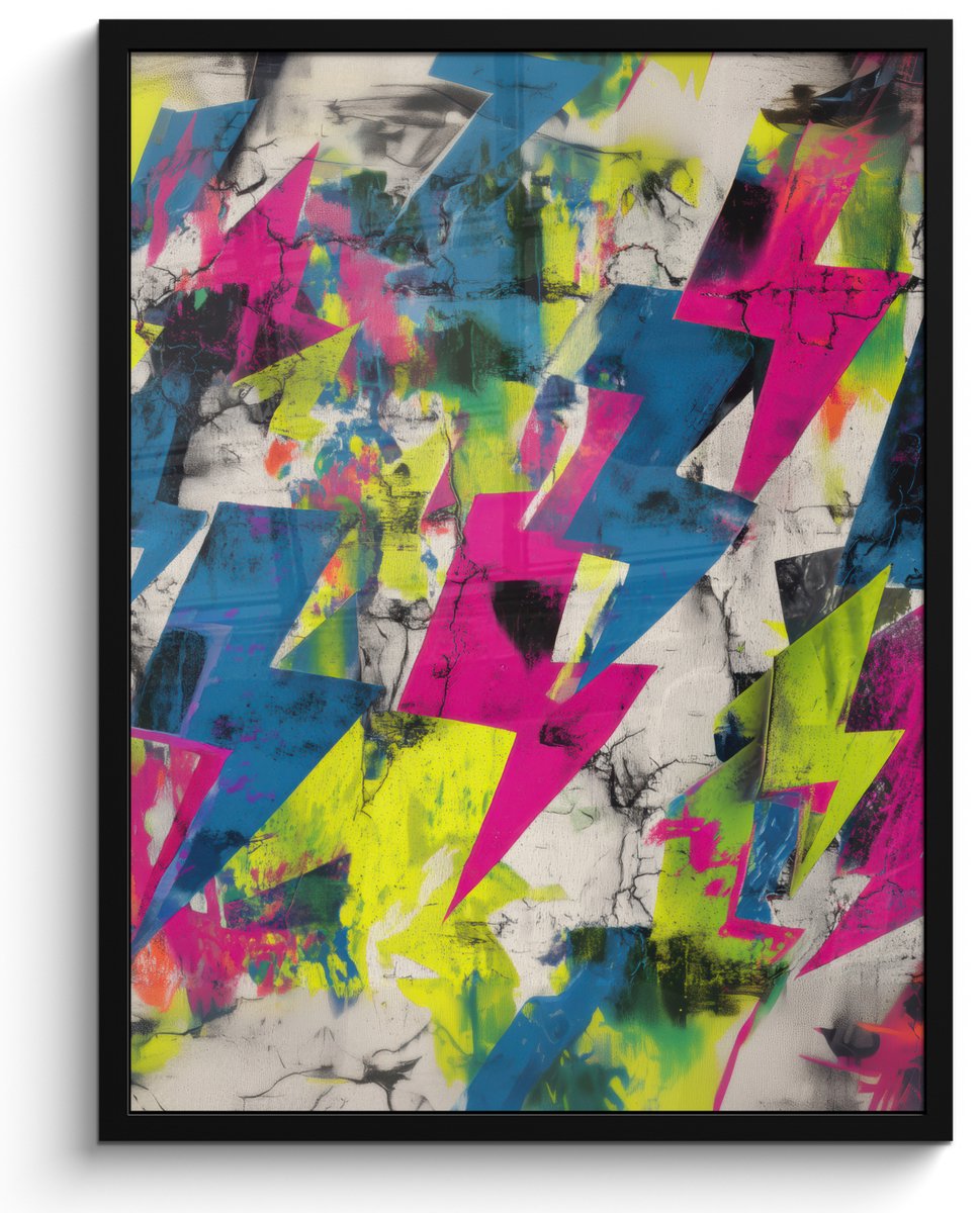 FrameYourWall Poster in lijst - Fotolijst 60x80 cm - Posters - Bliksemschichten - Patroon - Marmer - Kleuren - Posterlijst zwart - Decoratie - Wanddecoratie woonkamer - Muurdecoratie slaapkamer Bliksemschichten - Patroon - Kleuren