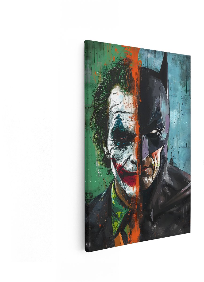 Artaza Canvas Schilderij Batman En Joker - 40x60 cm - Wanddecoratie Pop Art - Muurdecoratie Slaapkamer Jongen - Graffiti Schilderij