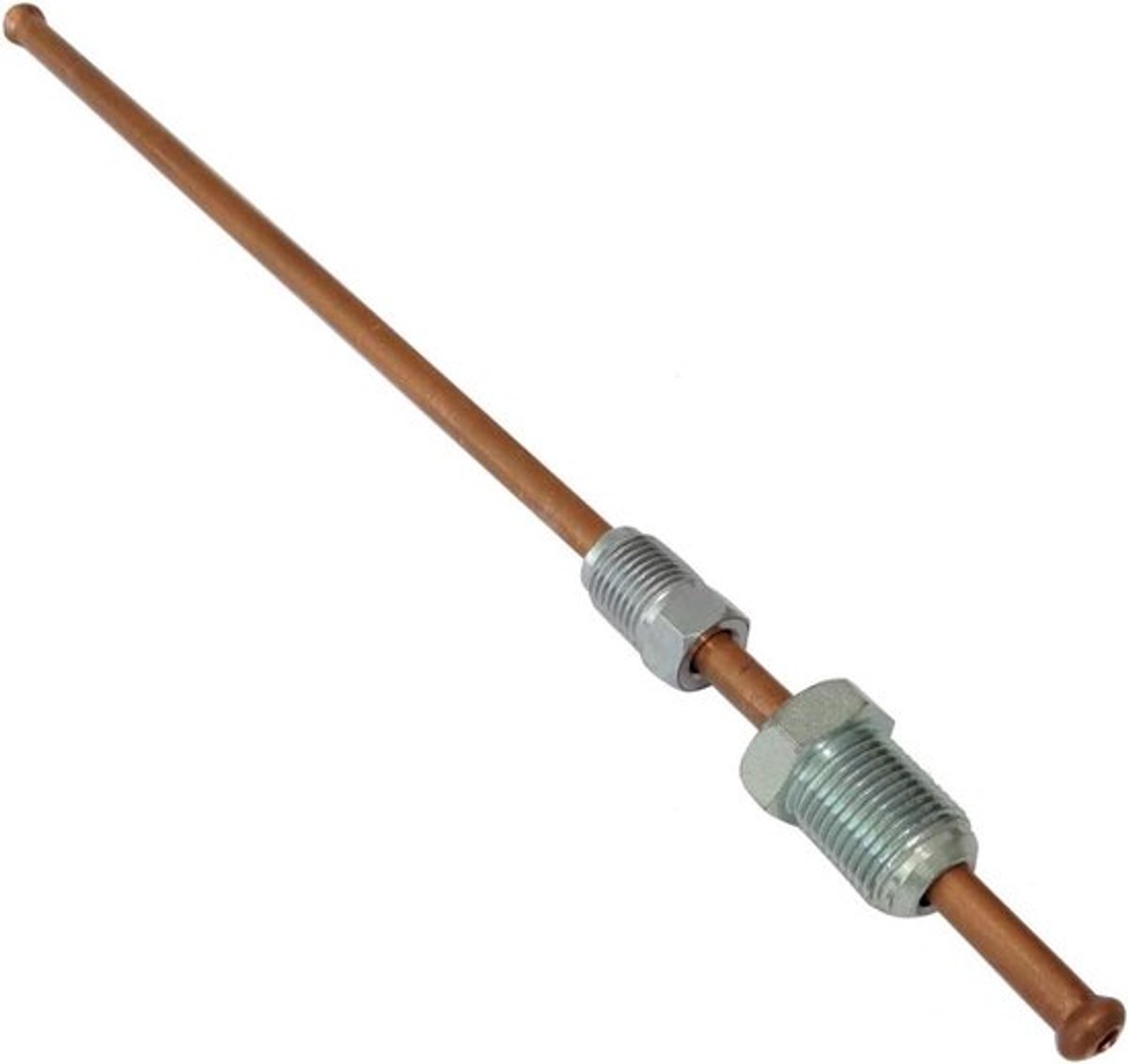 Koperen remleiding buis met M12 x 1/M10 x 1 aansluitingen - 4,76 mm diameter - 20 cm lengte