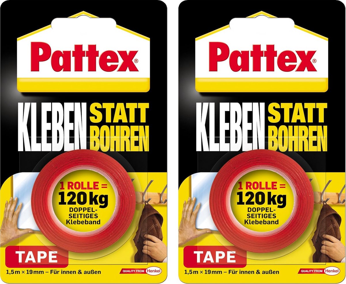 Lijmen in plaats van boren - Combi-voordeelset met 2 x plakband