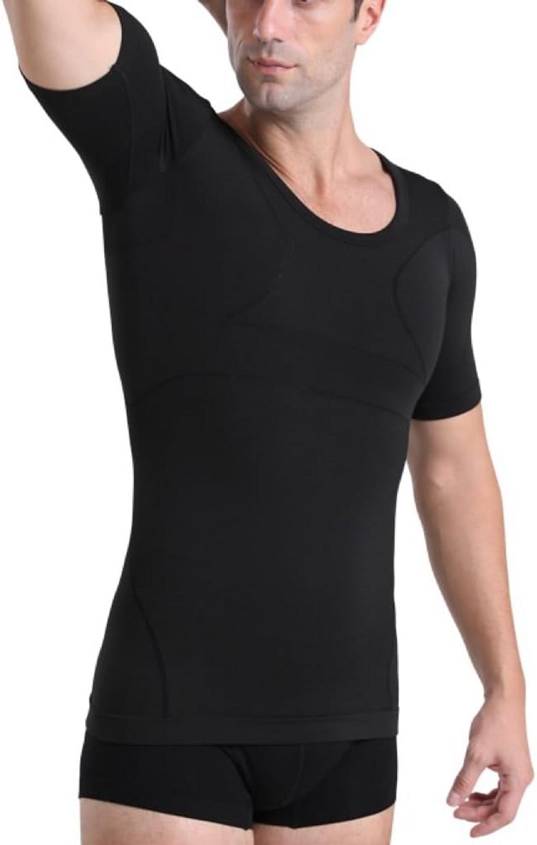Mannen Slimline Compressieshirt Ademend Stretch Shapewear T-shirt voor een slanker silhouet