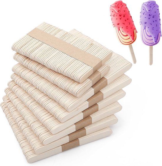 GAROMIA 400 Houten Ijsstokjes & Knutselstokjes – 2 Maten, 6 Kleuren, Voor DIY, Bakken, Modelbouw En Creatieve Projecten