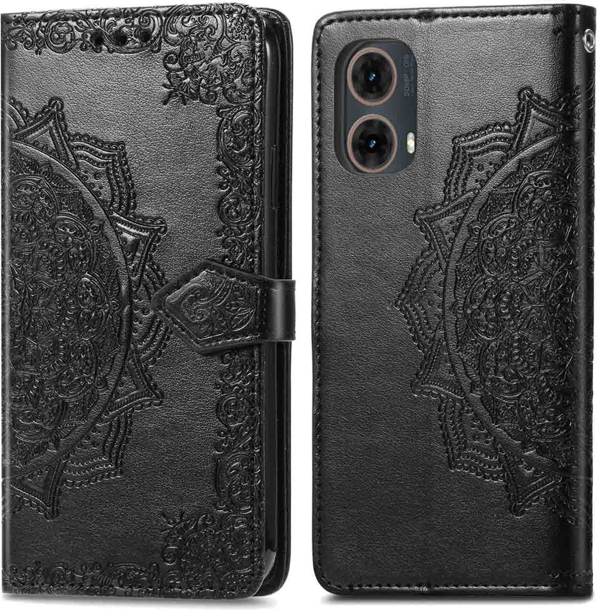 imoshion Hoesje - Geschikt voor Motorola Moto G85 - Mandala Bookcase - Zwart