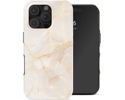 Selencia Hoesje - Geschikt voor Apple iPhone 16 Pro Max - Backcover geschikt voor MagSafe - Golden Beige Marble