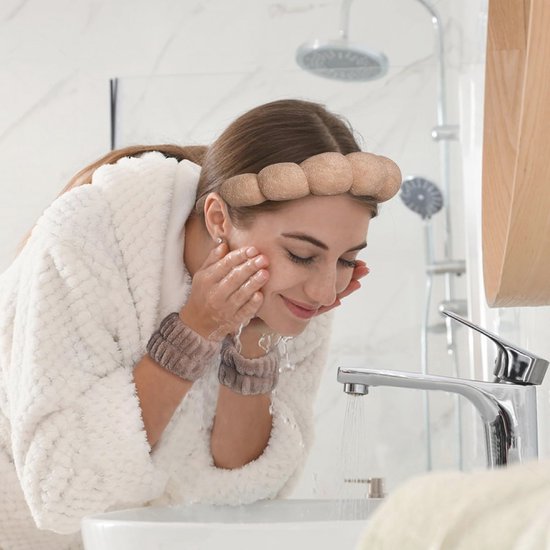 Bighan Spa hoofdband voor vrouwen, gezichtsmake-up hoofdband met 2