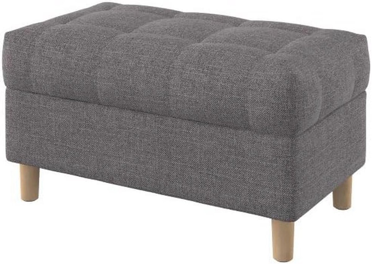 Knooploze Zitbank met Opbergruimte en Gestoffeerde Voetenbank, 80 cm Breed, Naturel Stone Stof