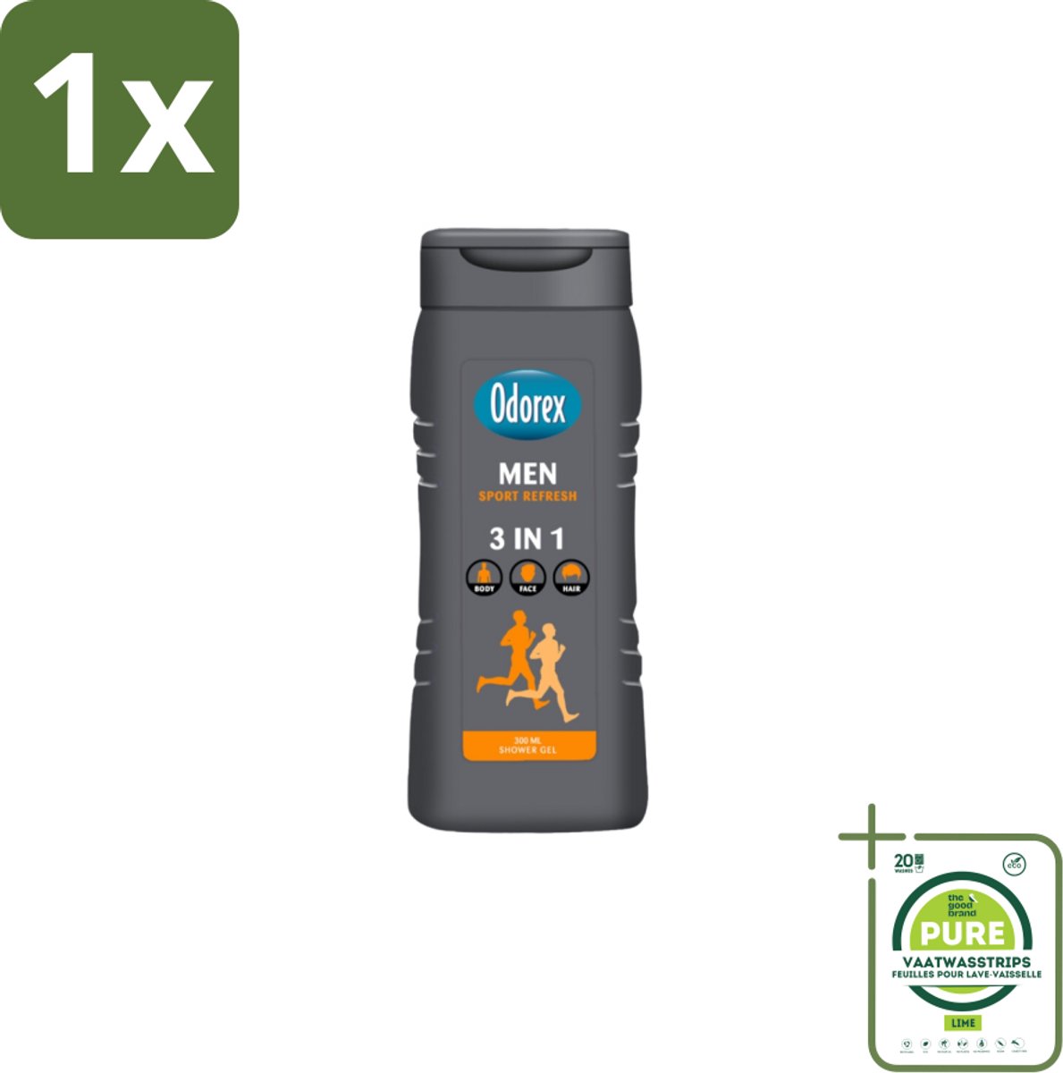 1 x Odorex – Douchegel – For Men Sport Refresh – 300 ml - Douchegel Voor Mannen - Sportieve Douchegel - Frisse Douchegel - Citrusgeur - Verfrissend Douchegel