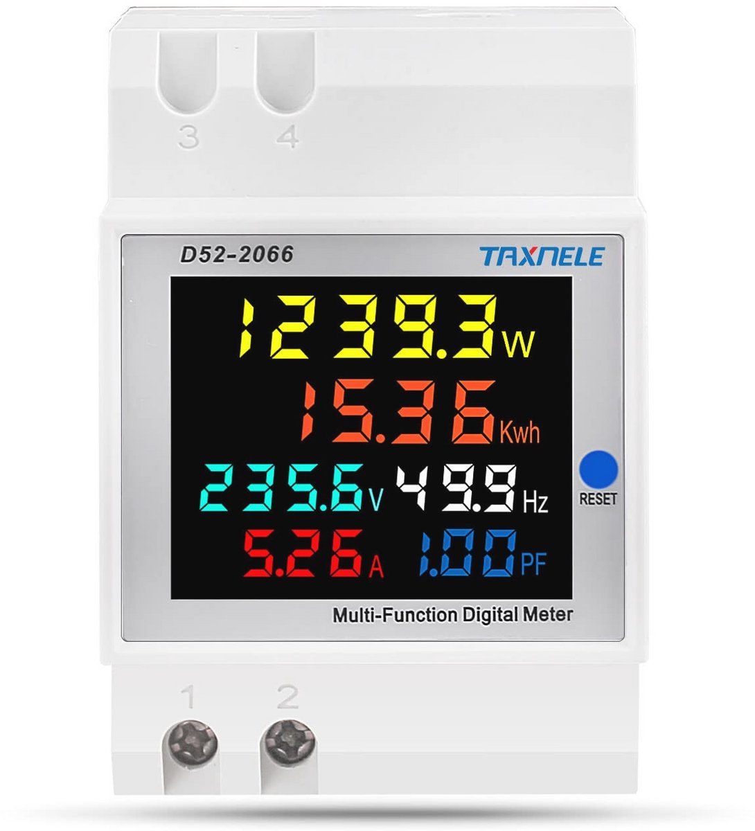 Energiesysteemmonitor 6-in-1 voor AC - 40-300V, 100A - Meet Verbruik, Stroom, Vermogen & Frequentie